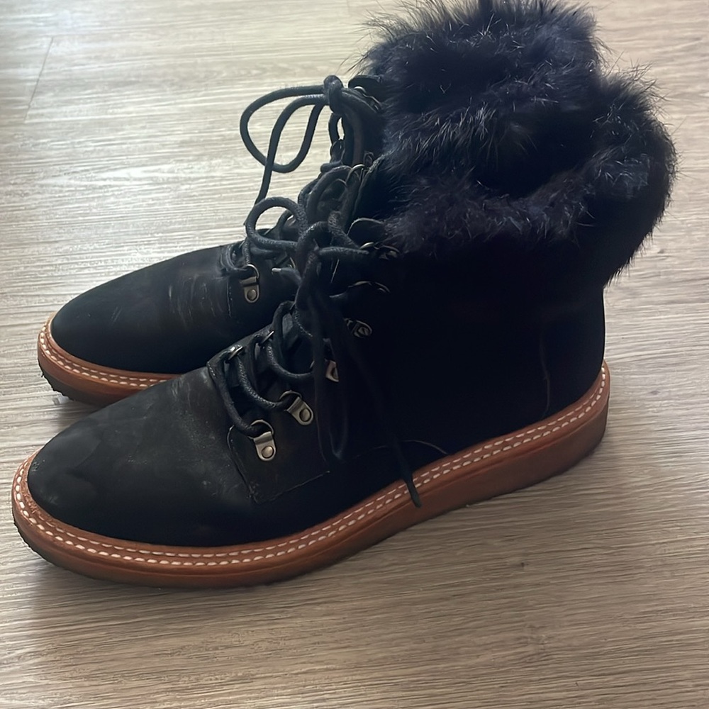 Botkier Women’s Black Suede Winter Fur Trimmed Boots Size 8 - Picture 6 of 13